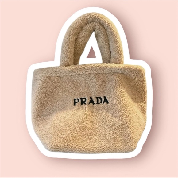 Prada Tan Teddy Bear Shearling Tote Bag NEW GWP - Picture 1 of 7
